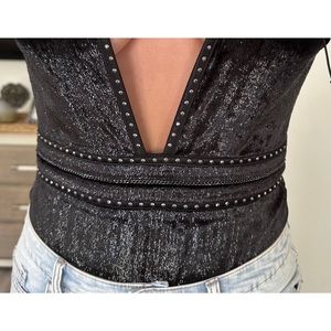 VICTORIAS SECRET Mesh Back Deep V Bodysuit